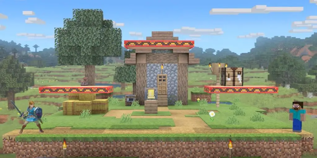 Smash Bros Ultimate Minecraft Aktualizace Nová Stage Minecraft World